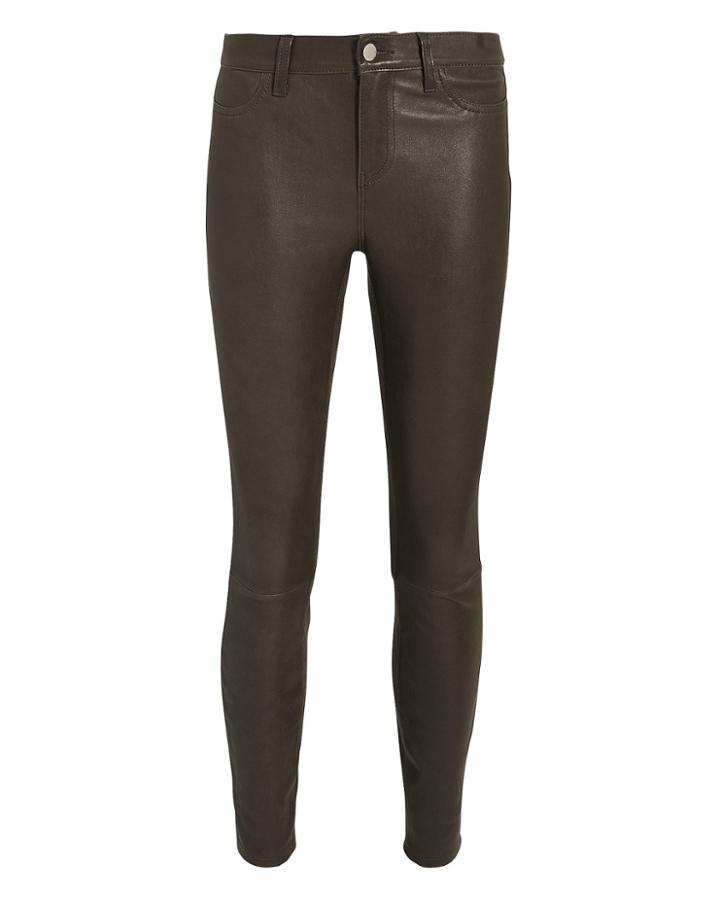 L'agence Adelaide Army Green Leather Pants Green 23
