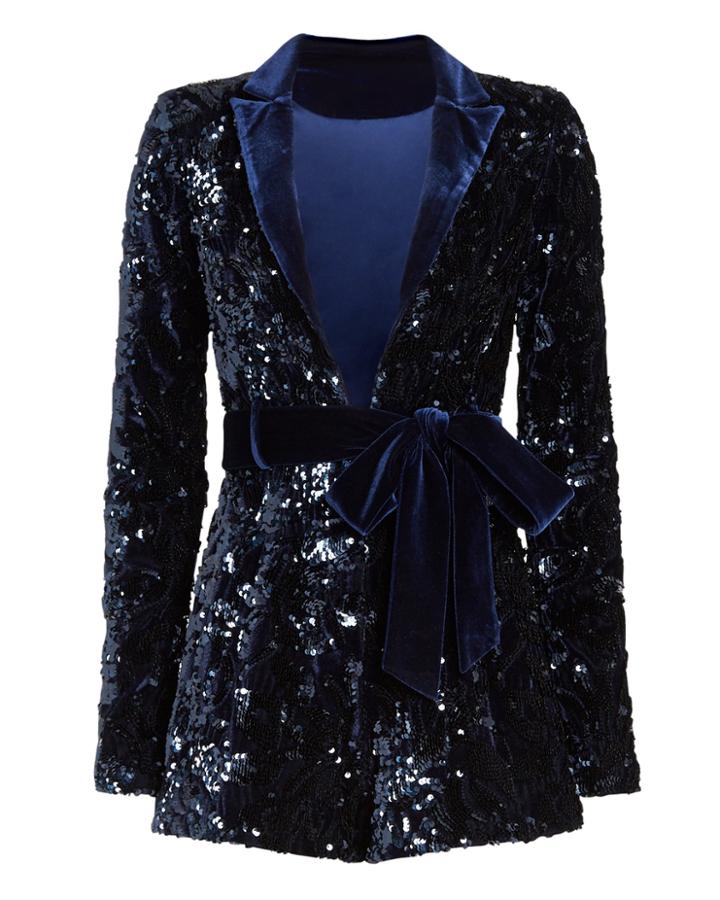 Alexis Pamina Sequin Romper Navy P