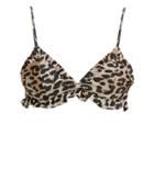 Ganni Leopard Ruffle Bikini Top Multi 34