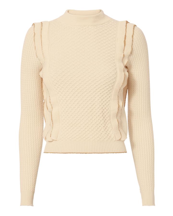 Philosophy Di Lorenzo Serafini Gold Piping Ruffle Knit Sweater