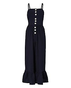 See By Chloe Navy Ruffle Jumpsuit