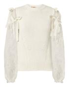 No 21 No. 21 Lace Tie Sleeve Sweater White 36