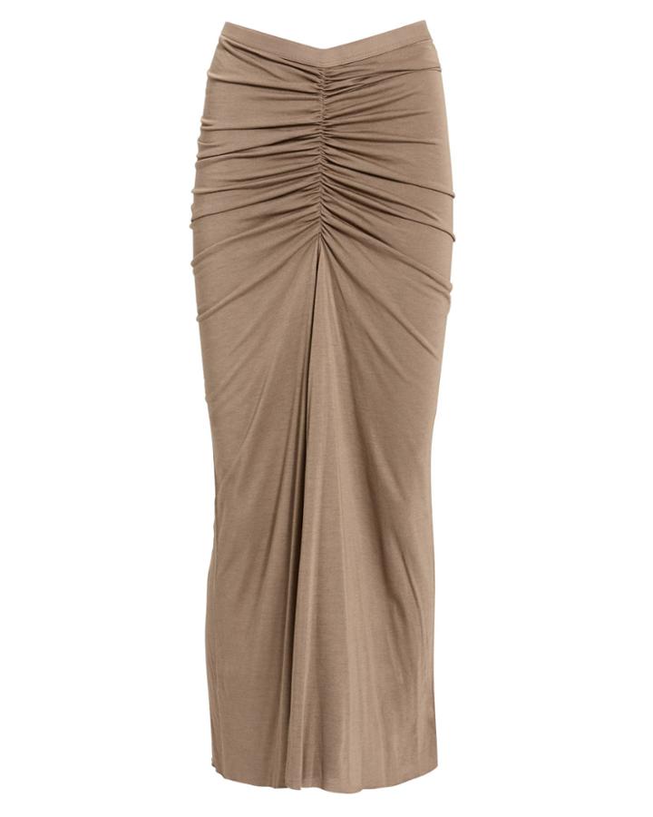 Rick Owens Lilies Ruched Midi Skirt Beige 42