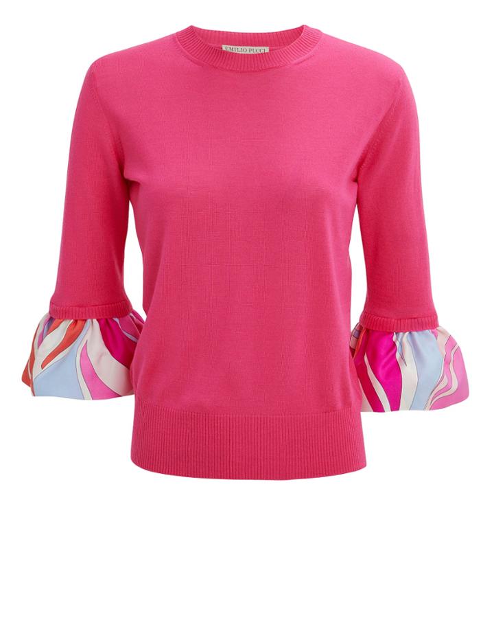 Emilio Pucci Ruffle Sleeve Pink Top Pink M