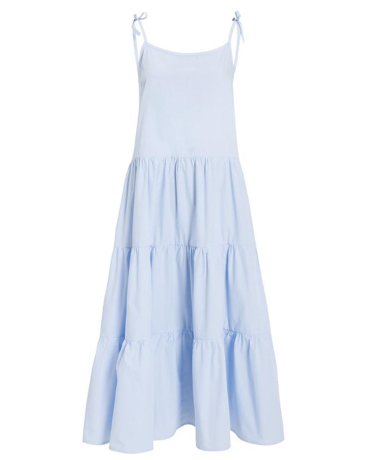 Solid & Striped Tiered Poplin Dress Periwinkle P
