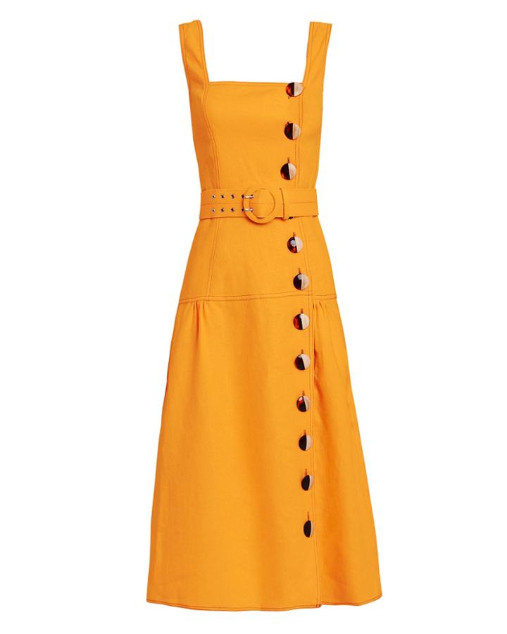 Nicholas Pinafore Midi Dress Yellow 6