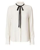 Frame Contrast Tie Ruffle Blouse