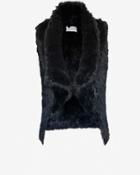 Yves Salomon Exclusive Ombre Rabbit Fur Asymmetric Vest: Navy