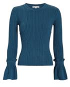 Jonathan Simkhai Blue Pointelle Bell-sleeved Sweater Blue-drk M