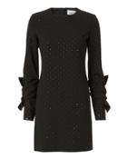 Victoria Victoria Beckham Victoria, Victoria Beckham Embellished Twist Sleeve Mini Dress Black 6