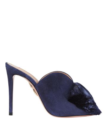 Aquazurra Aquazzura Lotus Blossom Tassel Mule Sandals Navy 38.5