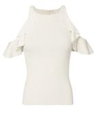 Jonathan Simkhai Ruffled Cold Shoulder Top White P