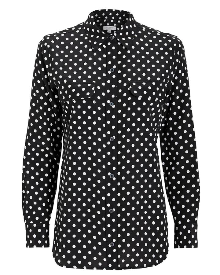 Equipment Femme Polka Dot Button Down Shirt White/black P