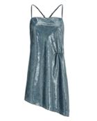 Michelle Mason Shimmer Tinsel Mini Dress Blue 6