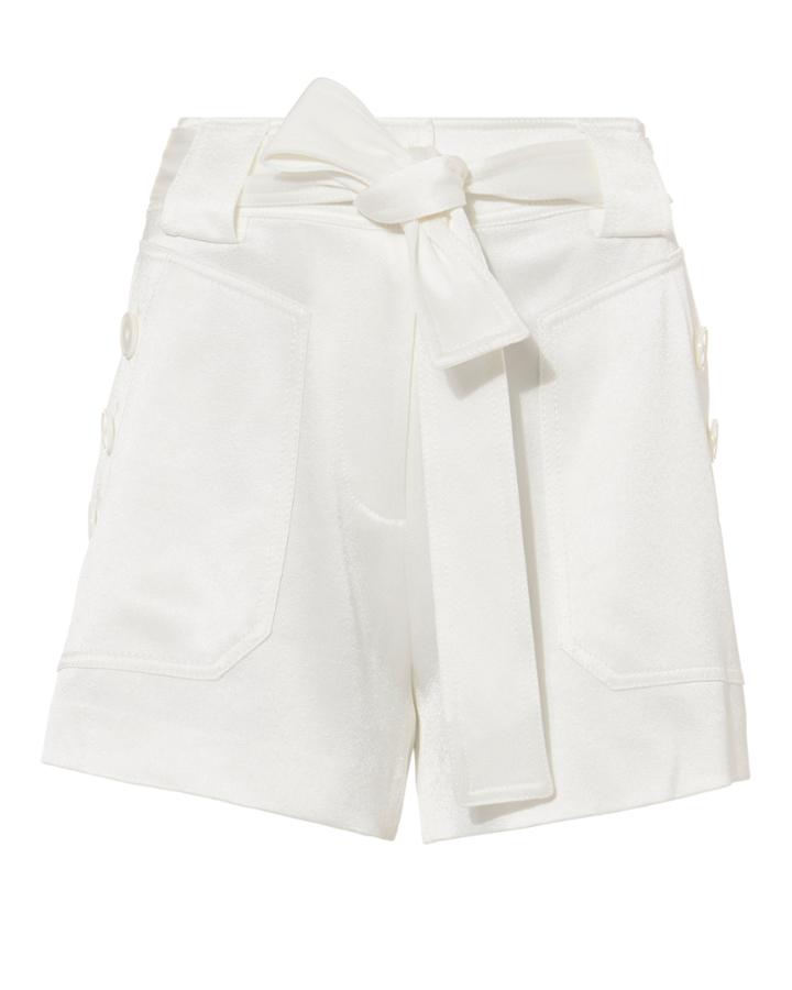 Derek Lam 10 Crosby Satin White Shorts White Zero