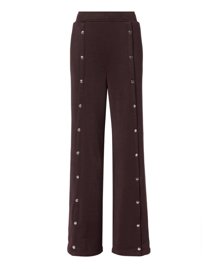 T By Alexander Wang Burgundy Wide Leg Snap Pants