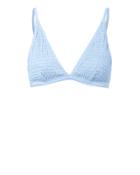 Suboo Shirred Longline Triangle Bikini Top Blue-lt S