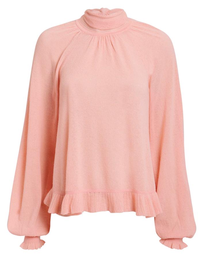 Ulla Johnson Clover Tie Neck Sweater Rose S