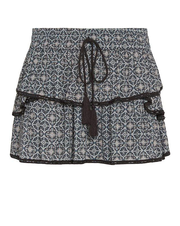 Flannel Ruffle Geometric Print Short