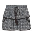 Flannel Ruffle Geometric Print Short