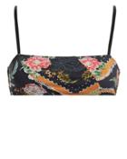 Ellejay Lauren Printed Bandeau Bikini Top Black/floral S