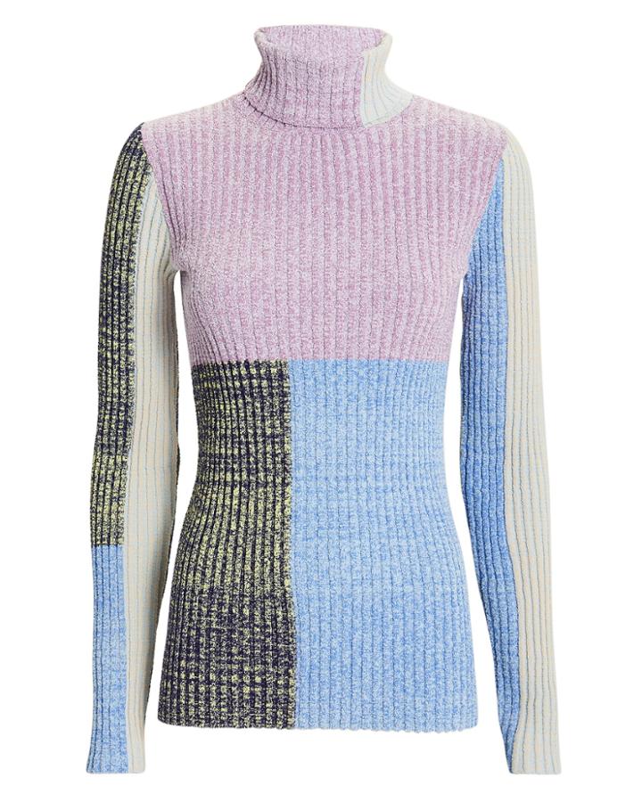 3.1 Phillip Lim Mixed Marled Patchwork Sweater Multi M
