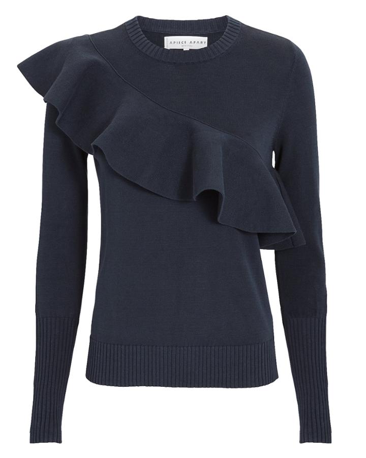 Apiece Apart Sterre Ruffle Sweater Navy P