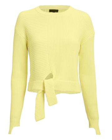 The Range Spliced Tie Front Cropped Sweater Yellow M