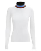 Proenza Schouler Pswl Ribbed Striped Turtleneck White/stripe P