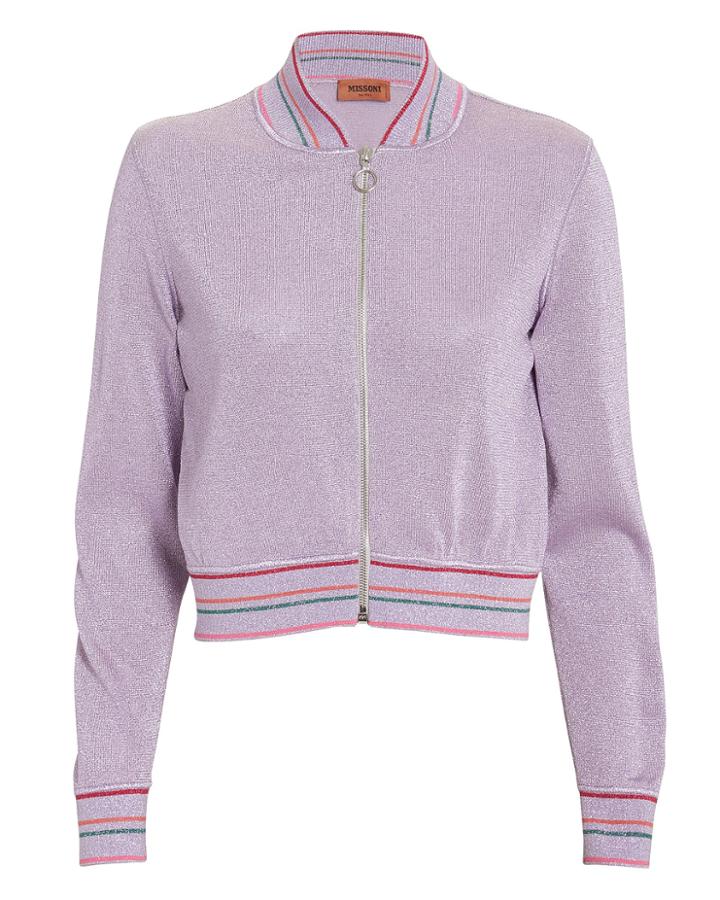 Missoni Lurex Knit Bomber Jacket Purple-lt P