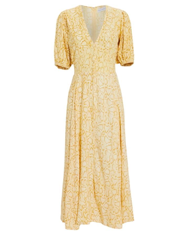 Faithfull The Brand Delia Midi Dress Yellow/python S