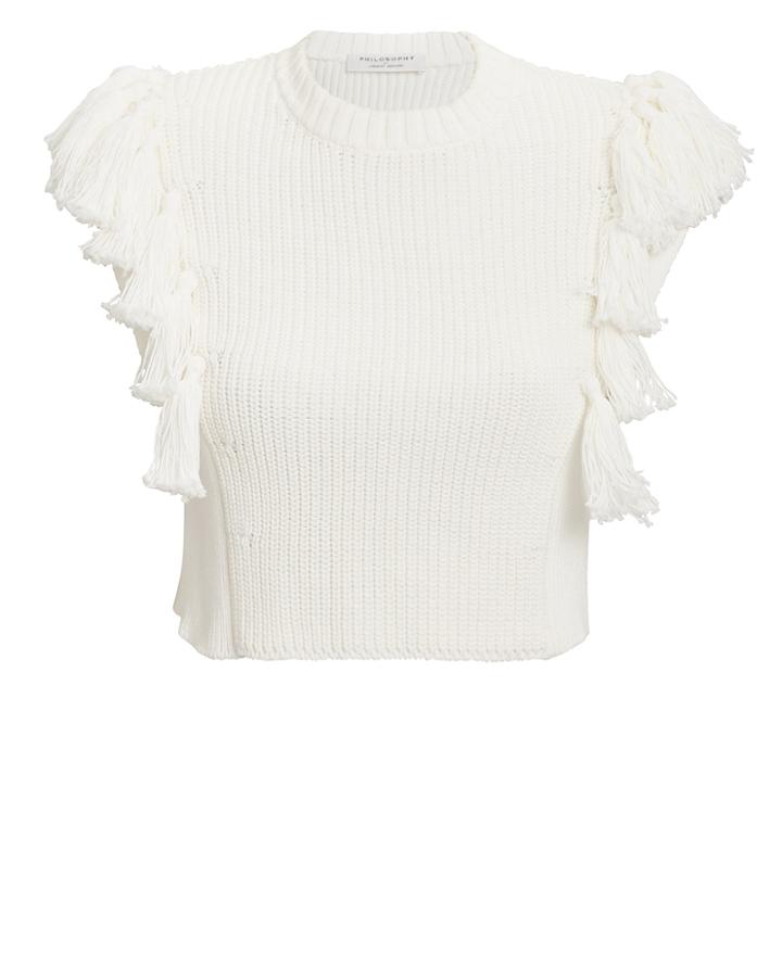 Philosophy Di L.serafini Philosophy Di Lorenzo Serafini Cropped Tassel Sweater Ivory 40