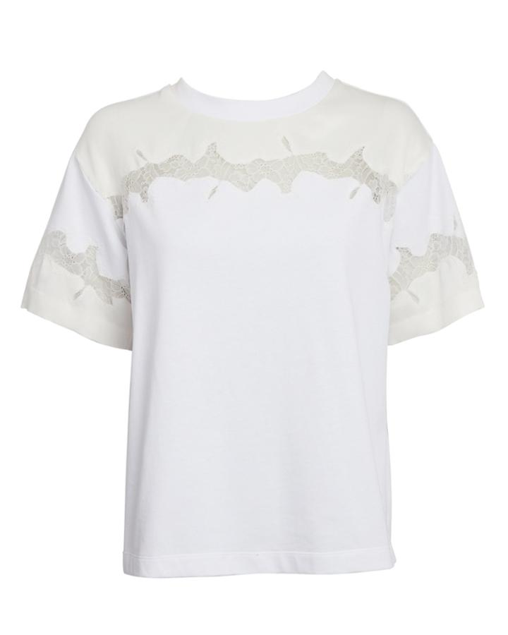 Phillip Lim White Jersey Lace T-shirt White/ivory/lace L