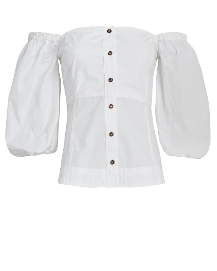 Ganni Puff Sleeve Top White 40