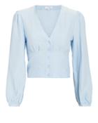 Exclusive For Intermix Intermix London Crinkle Button Front Crop Top Blue-lt 4