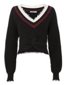 T By Alexander Wang Hybrid Meets Varsity Twist Front Sweater Black S