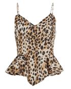 Torn Ronny Kobo Leopard Print Peplum Camisole Brown/black Leopard S
