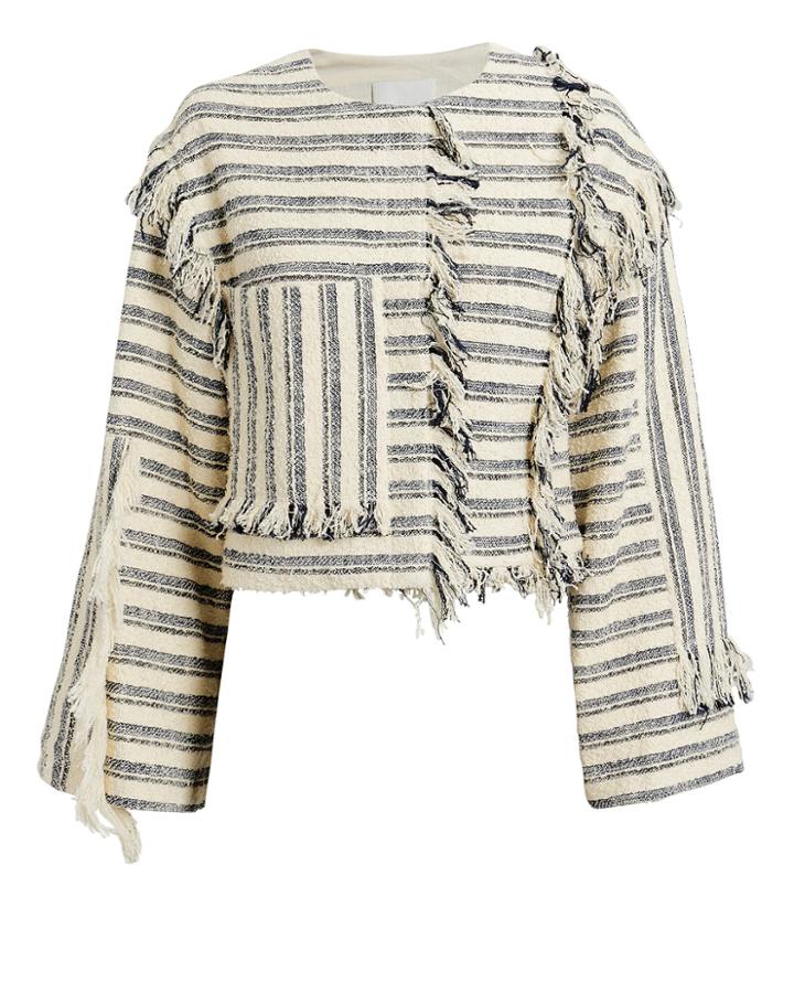3.1 Phillip Lim Fringe Knit Jacket Beige/navy 6
