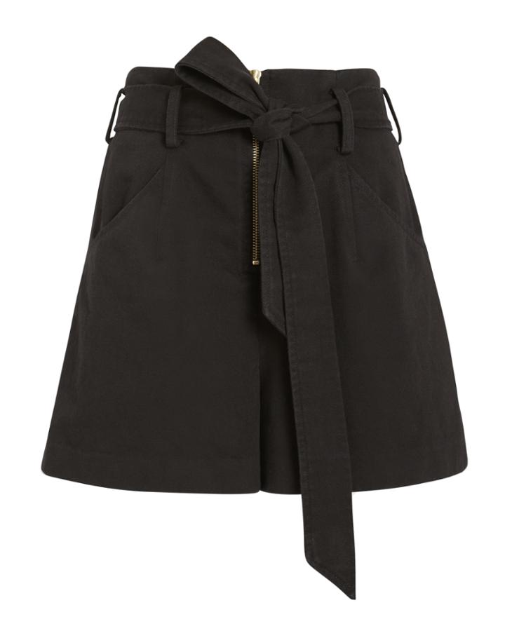Exclusive For Intermix Intermix Gracie Paperbag Twill Cotton Shorts Black Zero