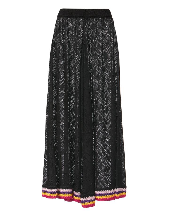Missoni Mare Rainbow Cuff Wide Leg Crochet Pants Black 42