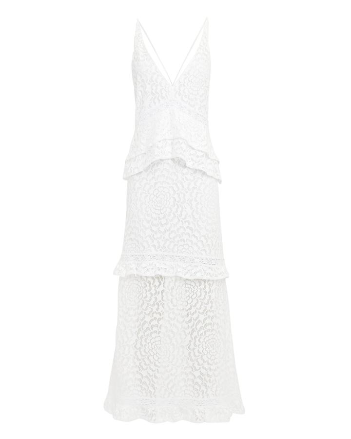 Kisuii Helia Floral Lace Dress White M