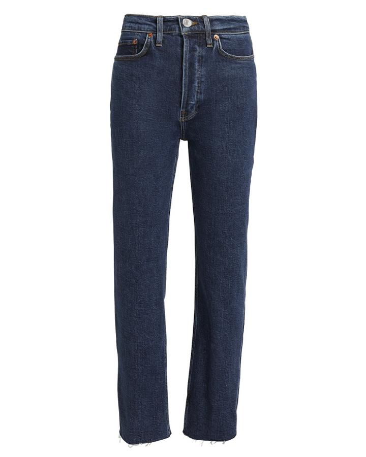 Re/done High-rise Stove Pipe Comfort Stretch Jeans Dark Blue Denim 30