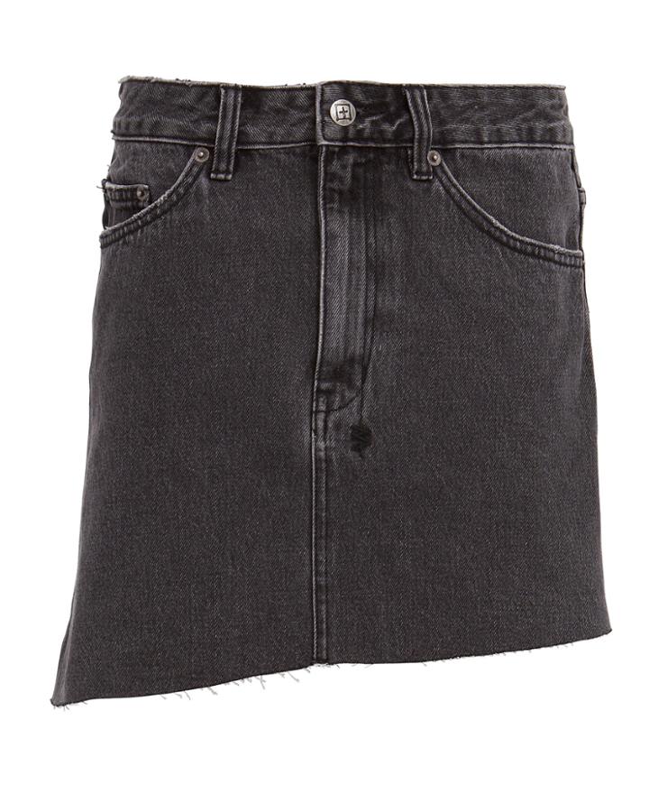 Ksubi Sloane Asymmetrical Denim Mini Skirt Cement Grey 30