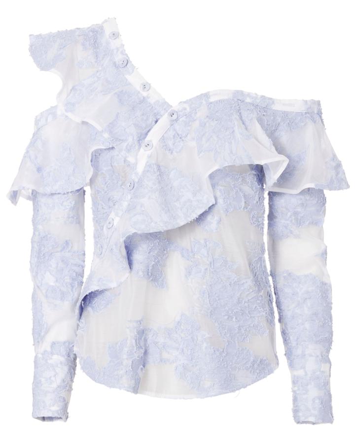 Self-portrait Floral Fil Coup Asymmetrical One Shoulder Top