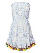 Athena Procopiou Midsummer's Sky Pom Strapless Dress