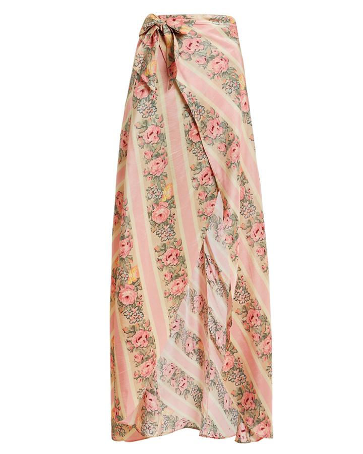 Love Shack Fancy Loveshackfancy Jolene Maxi Skirt Rose/stripe/beige M