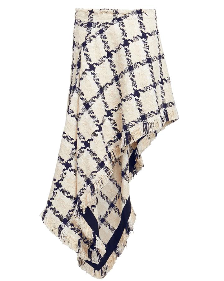Monse Tweed Asymmetric Skirt Navy/ivory Tweed 4