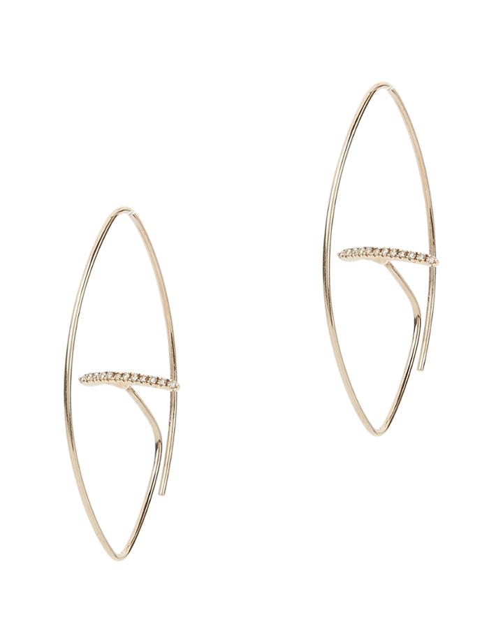 Hirotaka Floating Diamond Bar Oval Earrings