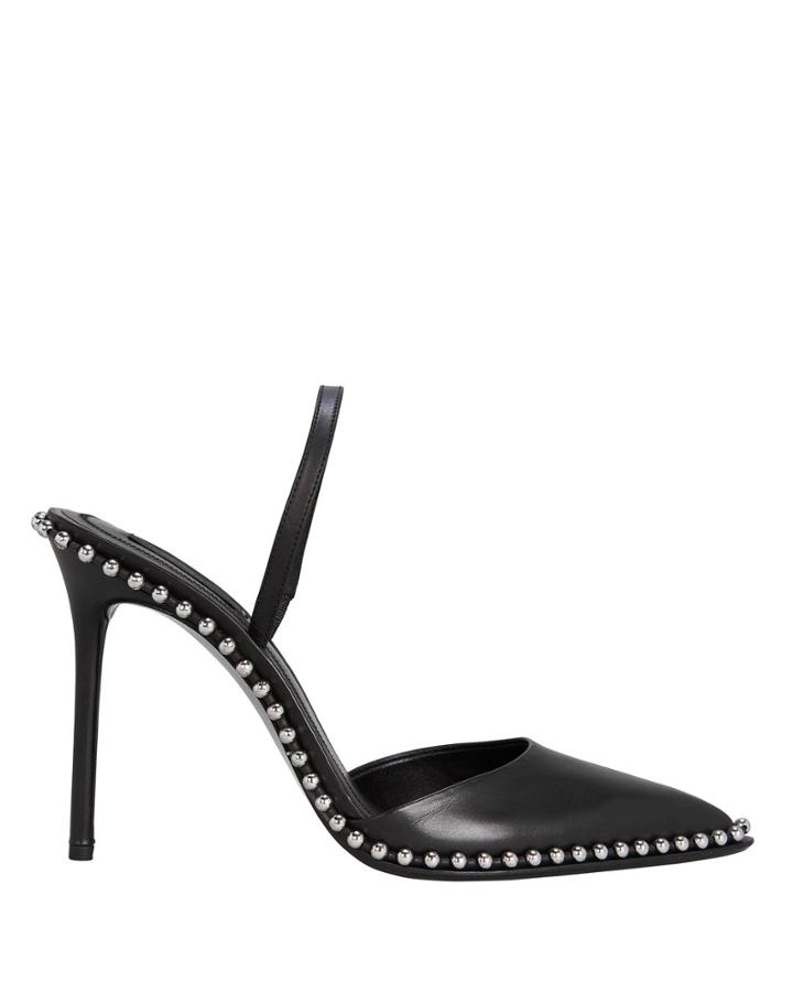 Alexander Wang Rina Studded Slingback Leather Pumps Black 36.5