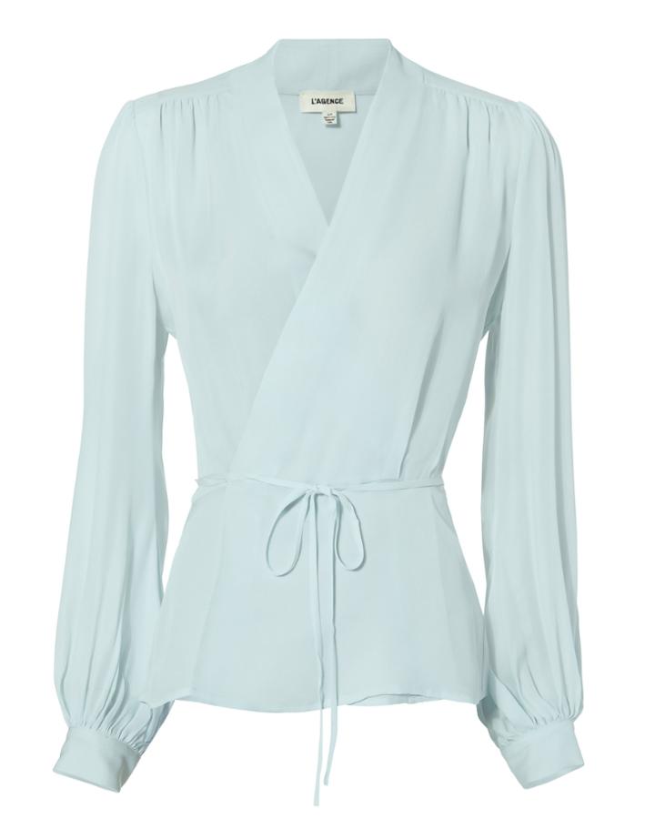 L'agence Cara Wrap Blouse Blue-lt M